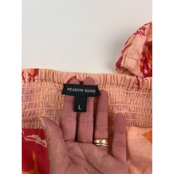 Meadow Rhodes Floral Maxi Dress L Smocked Tiered Babydoll Cottagecore Milkmaid - Picture 4 of 10